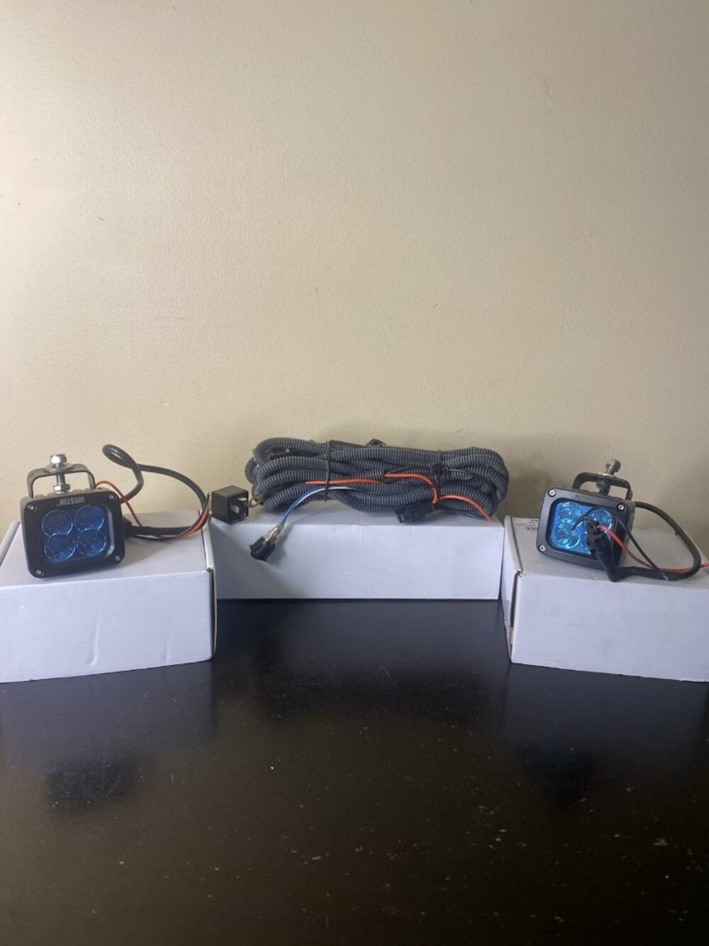 Westin (2)LED Auxiliary Light 3 inch x 2.5 inch Flood w/5W Cree W/Wiring Harness